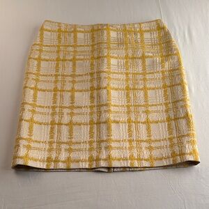 Talbots petite Yellow and Cream Plaid‎ Pencil Skirt